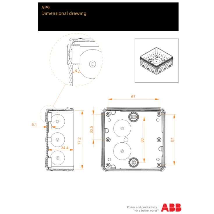 Online AP9 forgreningsdåse, 86x86x39 mm, Samledåser