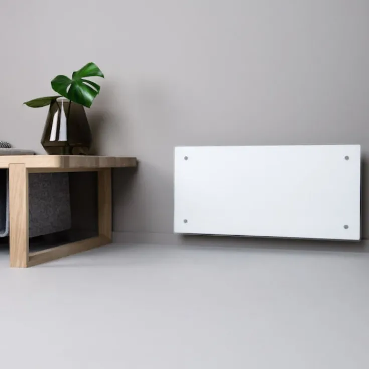 Best Clea H elradiator med termostat & wifi, 230V, 800W, hvid glas, 9-13 m² Elradiatorer|Adax