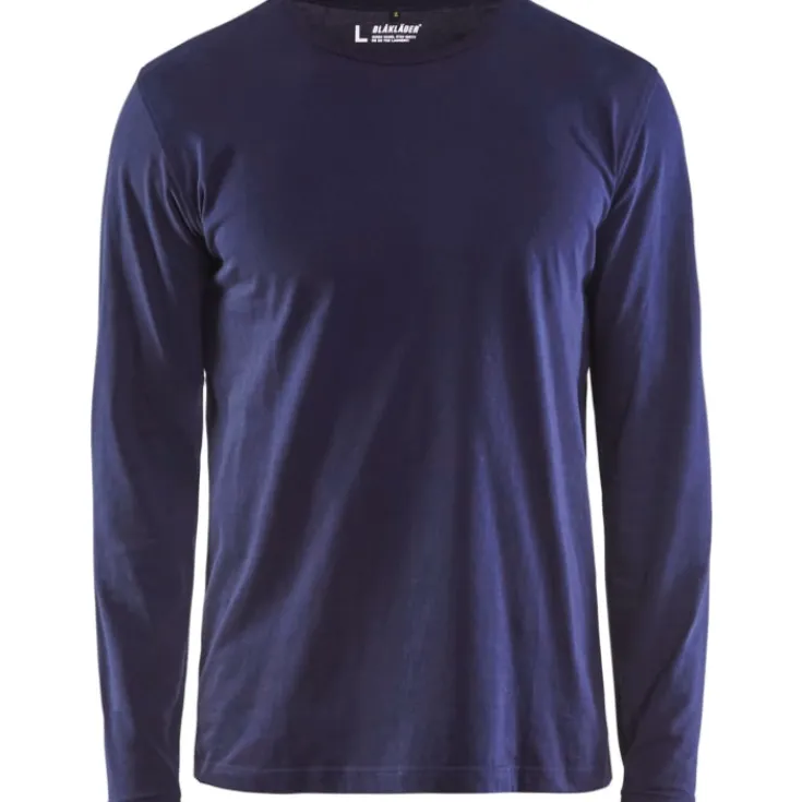 35001 langærmet t-shirt, marineblå, str. S T-Shirts & Poloshirts