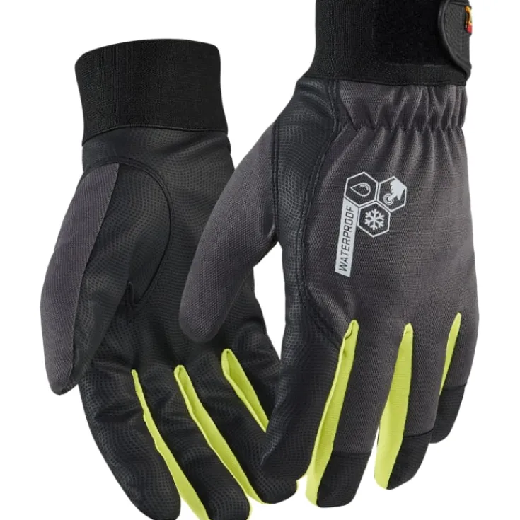 New 2876 vinterhandsker, med touch, grå/hi-vis gul, str. 10 Handsker