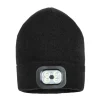 Outlet beanie, med lys, sort Hovedbeklædning