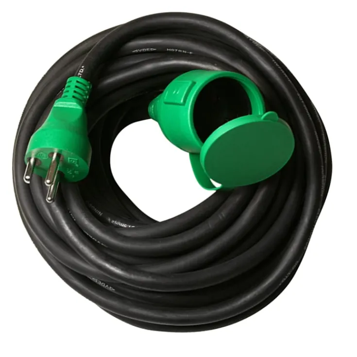 Discount Blue Electric Kabelsæt, Slagfast, 3x1,5 mm², 25 meter, grøn/sort Forlængerledninger