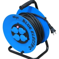 Best Blue Electric Kabeltromle med 4 udtag, 3x1,5 mm², blå, Kabeltromler