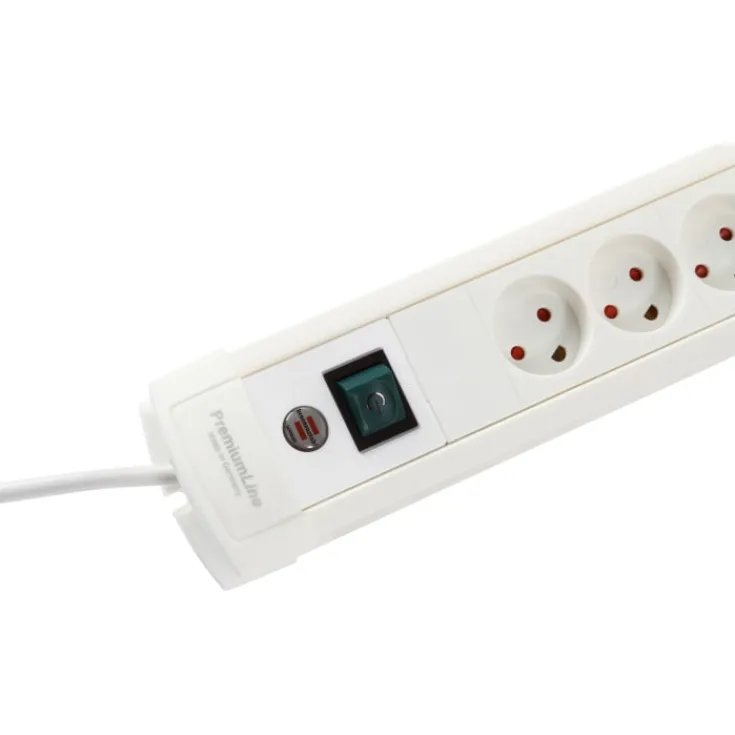 Outlet stikdåse med 12 udtag, jord, 3M ledning + afb Stikdåser