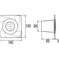 Outlet B8 Plus badventilator, Ø90 mm, hvid Badeværelsesventilatorer