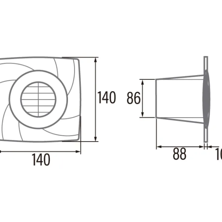 Outlet B8 Plus badventilator, Ø90 mm, hvid Badeværelsesventilatorer