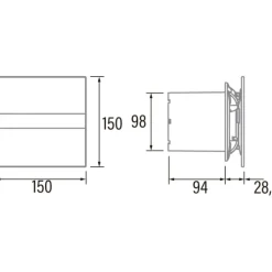 Outlet E-100 GTH badventilator, fugtstyring, timer, Ø100 mm, Badeværelsesventilatorer