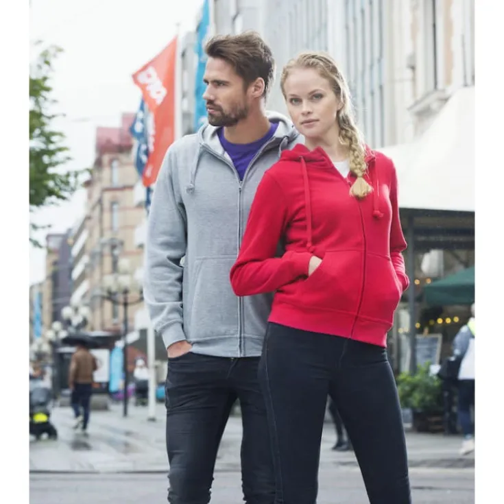 Hot Basic hoodie med lynlås, gråmeleret, str. L Trøjer, Hoodies Og Sweatshirts