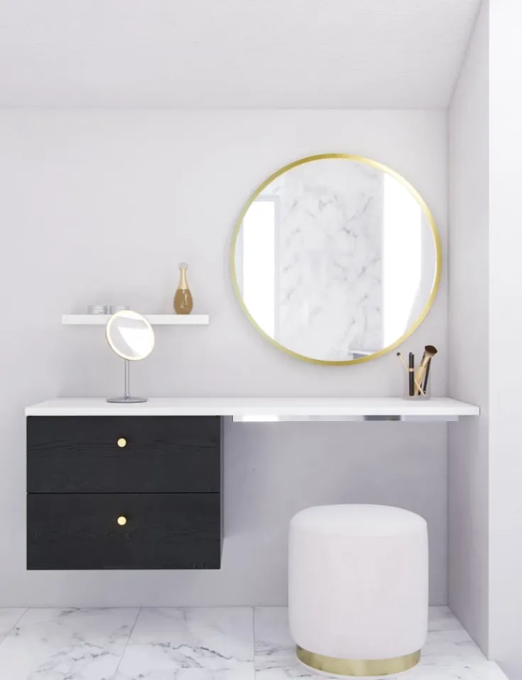 Clearance You Moon spejl med lys, messing, Spejle Med Lys