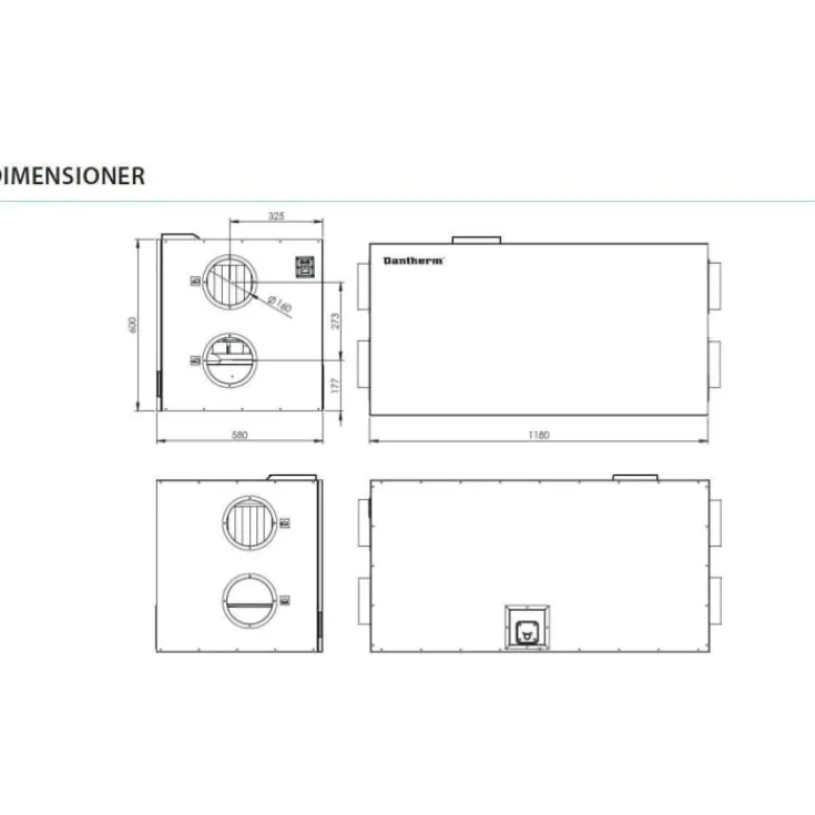 New HCH 5 MK II ventilationsanlæg med varmegenvinding, Ø160 mm Varmegenvinding