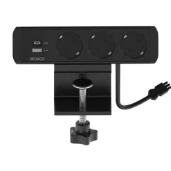 bordstikdåse, 3 stikkontakter, A+C USB-oplader, sort Stikdåser