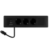 Sale indbygget stikkontakt, 3 stik, A+C USB-oplader, sort Stikdåser