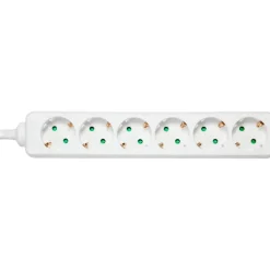 Clearance stikdåse, 6 stik, 5 meter, hvid Stikdåser