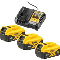 New 18V XR DCB1104P3-QW batteri og ladersæt, 3 stk. 18V x 5.0 Ah Batterier & Opladere