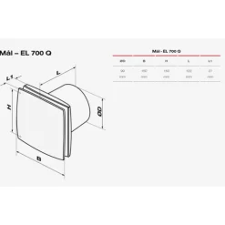 Discount EL 700Q badventilator, Ø100 mm, Duka|Badeværelsesventilatorer