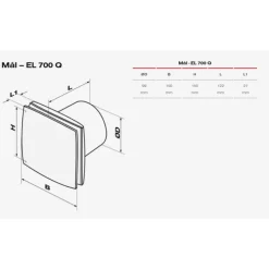 Outlet EL 700Q badventilator, Ø100 mm, Duka|Badeværelsesventilatorer