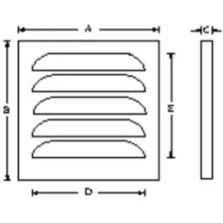 Outlet jalousirist, 175x175 mm, varmgalvaniseret Ventilationsriste|Duka