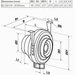Discount kanalventilator, Ø100 mm Duka|Badeværelsesventilatorer