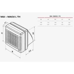 MAO2 L TH badventilator, fugtstyring, timer, Ø125 mm, hvid Duka|Badeværelsesventilatorer