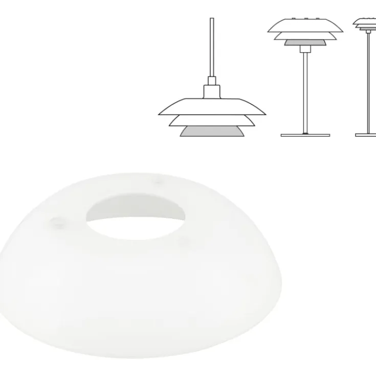 New reserveglas til DL20 lamper, nederste skærm (universal) Reserveglas|Dyberg Larsen