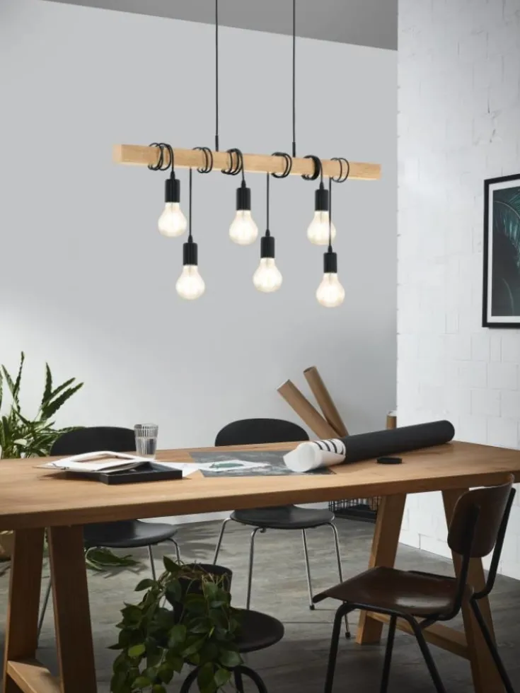 Outlet Townshend langbordspendel, 6 lamper, sort Loftlamper