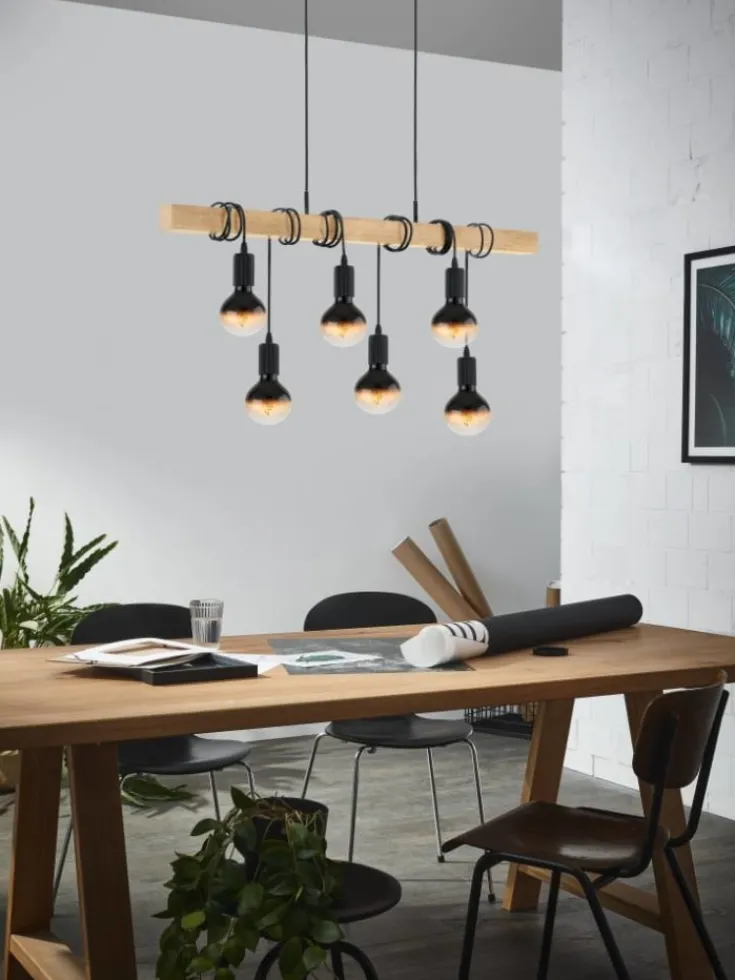 Outlet Townshend langbordspendel, 6 lamper, sort Loftlamper