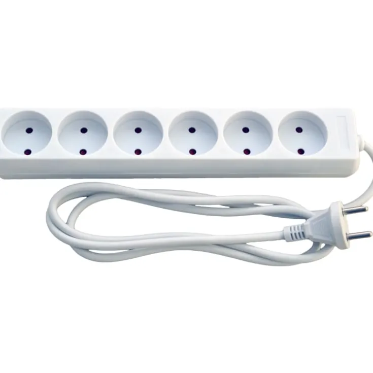 Outlet E-Line stikdåse med 6 udtag, 1,5 meter Stikdåser