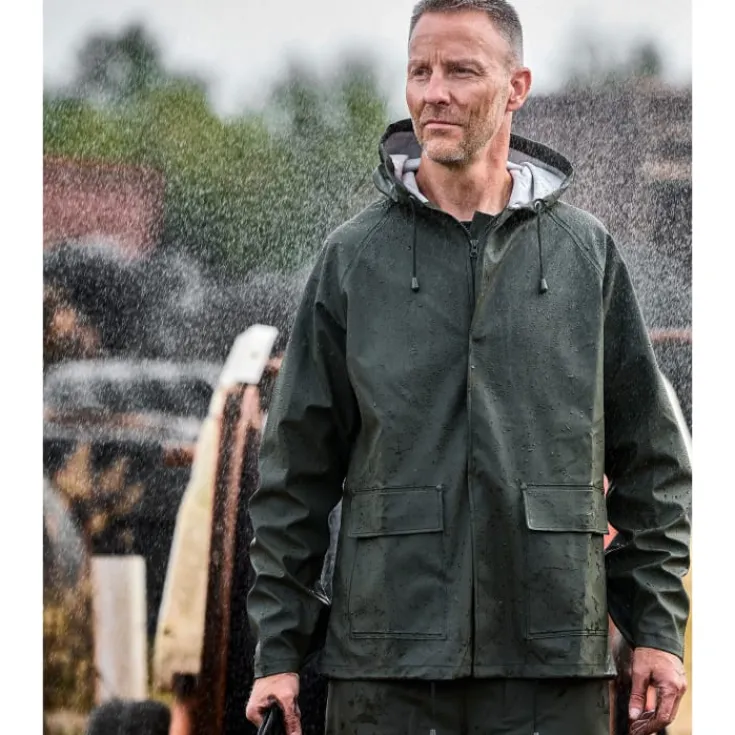 Discount Eka Outdoor regnjakke PU/PVC, oivengrøn, tr. Regntøj