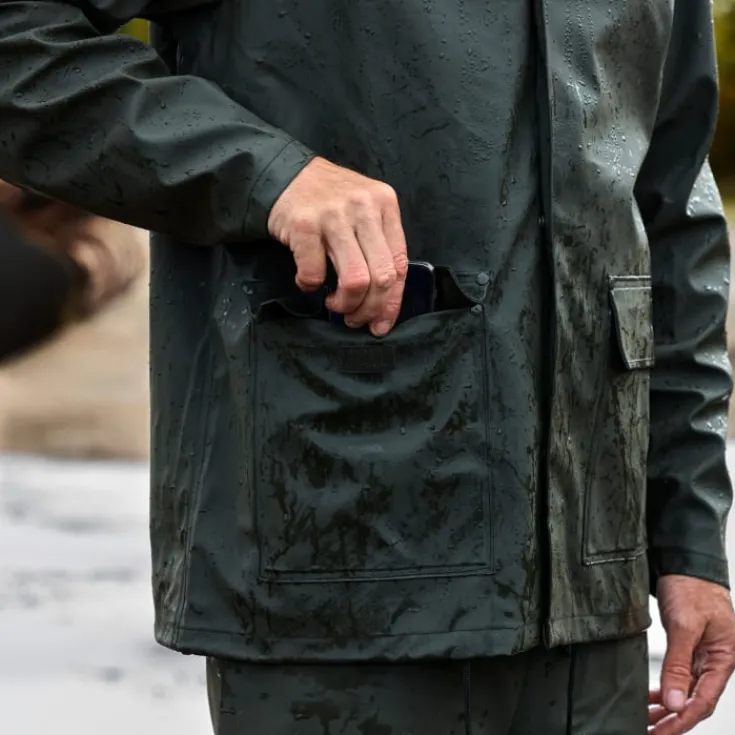 Discount Eka Outdoor regnjakke PU/PVC, oivengrøn, tr. Regntøj