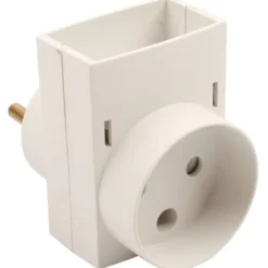 Clearance dobbeltstik, 1 flad+1 rund, hvid Stikdåser