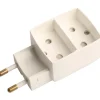 Clearance dobbeltstik u/ jord, hvid Stikpropper