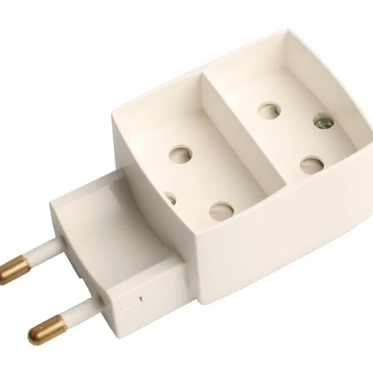 Clearance dobbeltstik u/ jord, hvid Stikpropper