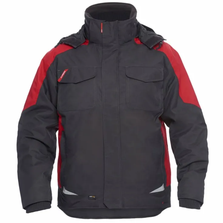 Clearance FE Engel Galaxy vinterjakke, koksgrå/rød, str. 2XL Jakker & Veste