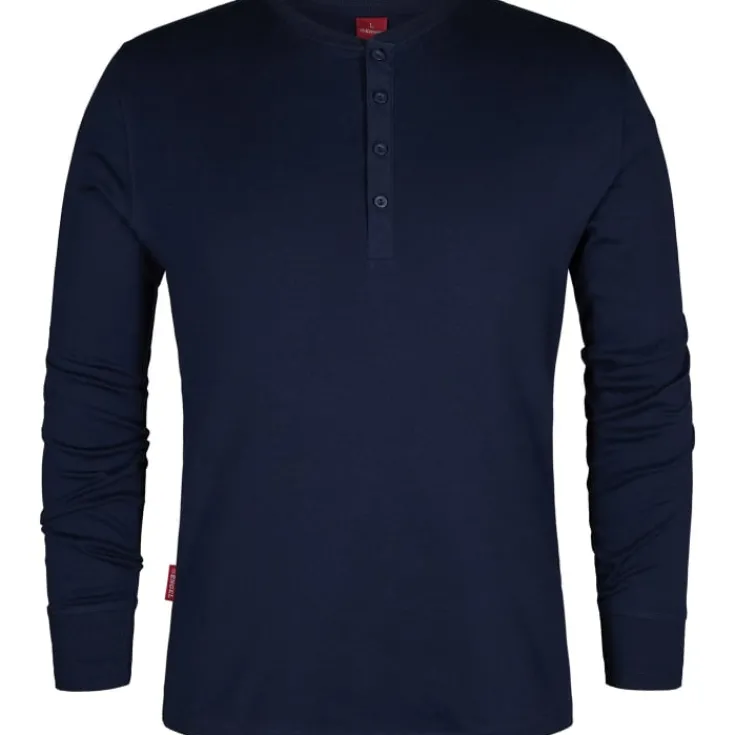 Hot FE Engel Grandad langærmet t-shirt, marineblå, str. 2XL T-Shirts & Poloshirts