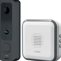 Clearance Foss Fesh Smart dørklokke med video, wifi, sort/hvid Dørklokker