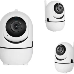 Clearance Foss Fesh Smart overvågningskamera med motor, indendørs, livevideo, hvid Alarmsystemer & Tyverisikring