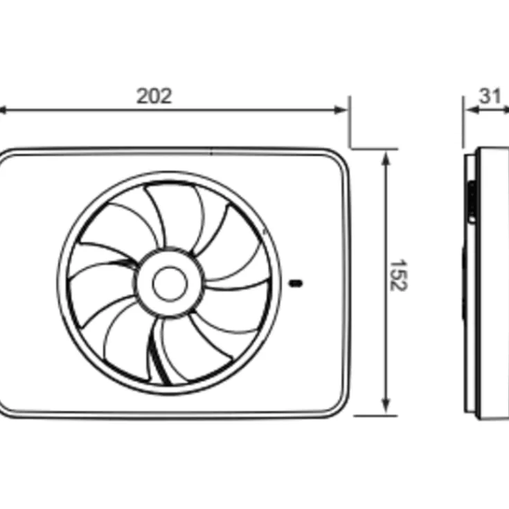 New Intellivent 2.0 badventilator, fugtstyring, timer, Ø100 mm, Badeværelsesventilatorer