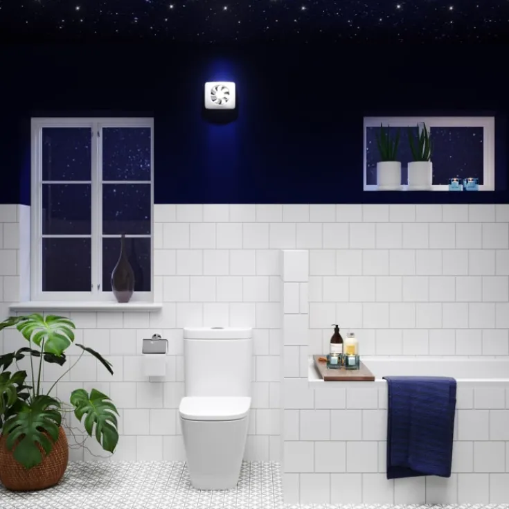 New Intellivent SKY badventilator, app styring, Ø100 mm, hvid Badeværelsesventilatorer