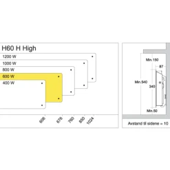 Hot H60 H elradiator, 230V, 600W, hvid, 7-11 m² Elradiatorer