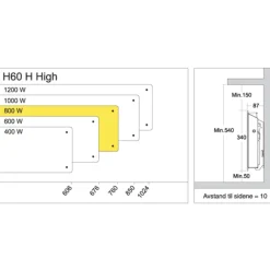 Clearance H60 H elradiator, 230V, 800W, sort, 9-13 m² Elradiatorer