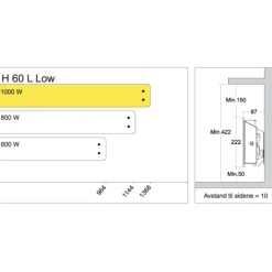 New H60 L elradiator, 230V, 1000W, hvid, 12-16 m² Elradiatorer