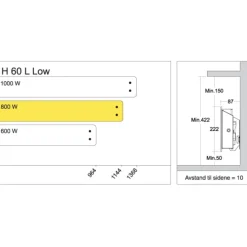 Discount H60 L elradiator, 230V, 800W, hvid, 9-13 m² Elradiatorer