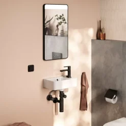 Outlet Xarita Lite Q spejl med lys, 36x70 cm, sort Spejle Med Lys