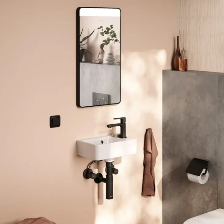Outlet Xarita Lite Q spejl med lys, 36x70 cm, sort Spejle Med Lys