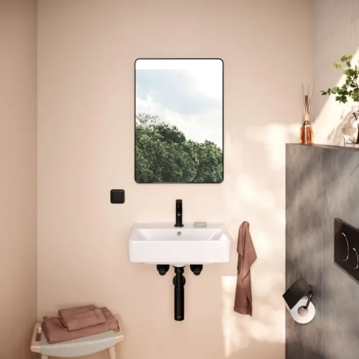 Outlet Xarita Lite Q spejl med lys, 50x70 cm, sort Spejle Med Lys