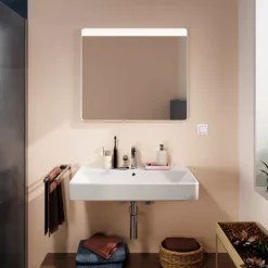 Outlet Xarita Lite Q spejl med lys, 80x70 cm, hvid Spejle Med Lys