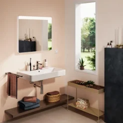 Outlet Xarita Lite Q spejl med lys, 80x70 cm, hvid Spejle Med Lys