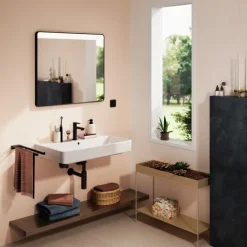 Outlet Xarita Lite Q spejl med lys, 80x70 cm, sort Spejle Med Lys