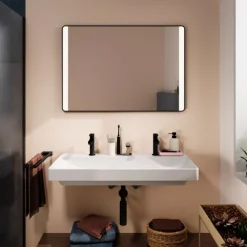 Best Xarita Lite Q spejl med lys, sensor, 100x70 cm, sort Spejle Med Lys