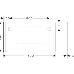 Clearance Xarita Lite Q spejl med lys, sensor, 120x70 cm, sort Spejle Med Lys